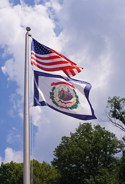 The Flag of the United States of American and the Flag of West Virginia